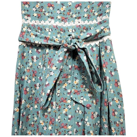 Xiaolizi Floral Linen Maxi Dress Duck Egg Blue Cap Sleeve - Picture 10 of 12